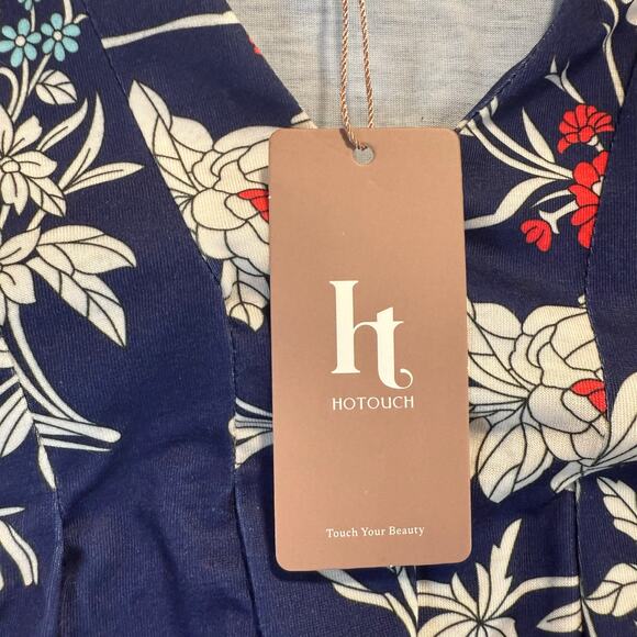 HOTOUCH Floral Casual Dress Pockets Pleated Sundresses V Neck Sleeveless Large - Picture 5 of 8